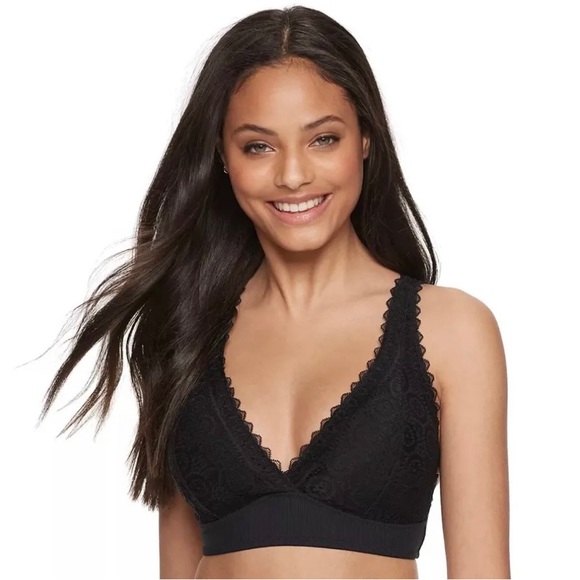 So Intimates Convertible Bralette Bra Black Lace Sz Large Wireless NEW SO10551 - Picture 9 of 9